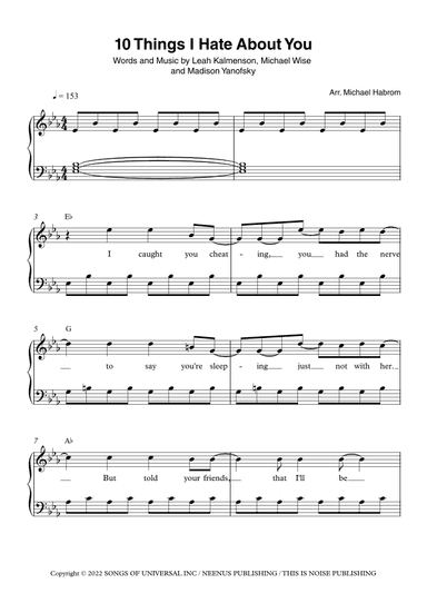 10 Things I Hate About You (arr. Michael Habrom)