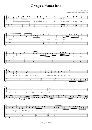 O vaga e bianca luna (arr. Early Music Scores)