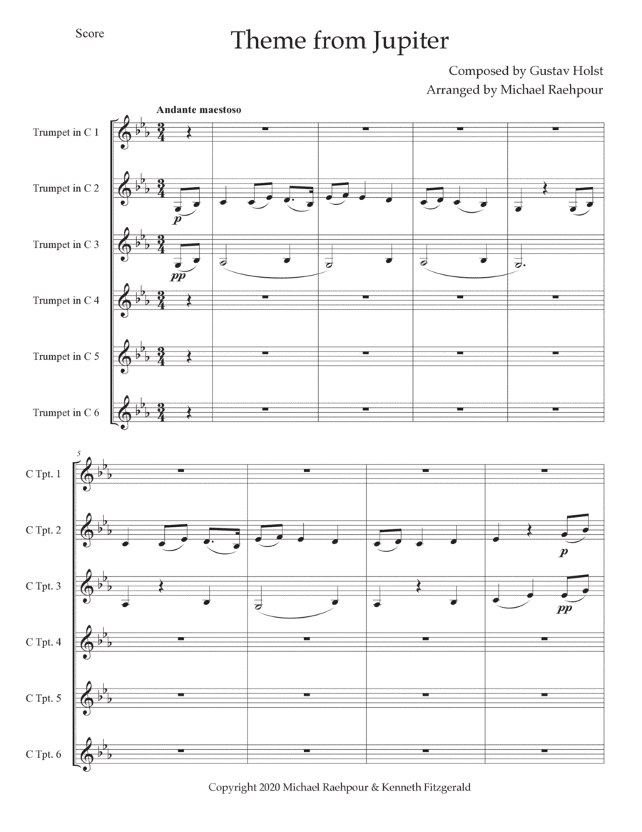 Theme from Jupiter (Trumpet Ensemble) (arr. Michael Raehpour)