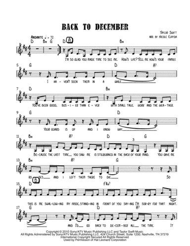 Back To December (arr. Nicole Elayda)
