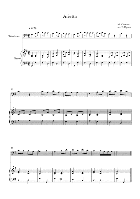 Arietta, Muzio Clementi, For Trombone & Piano (arr. Eugene Egorov)