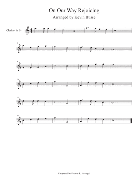 On Our Way Rejoicing (Easy key of C) - Clarinet (arr. Kevin Busse)