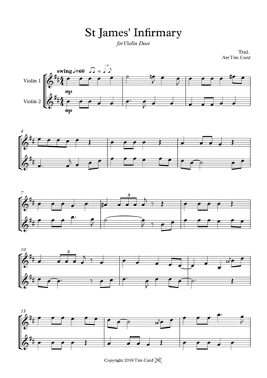 St James' Infirmary. Violin Duet (arr. Tim Curd.)