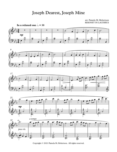 Joseph Dearest, Joseph Mine - Piano Solo (arr. Pamela M. Robertson)