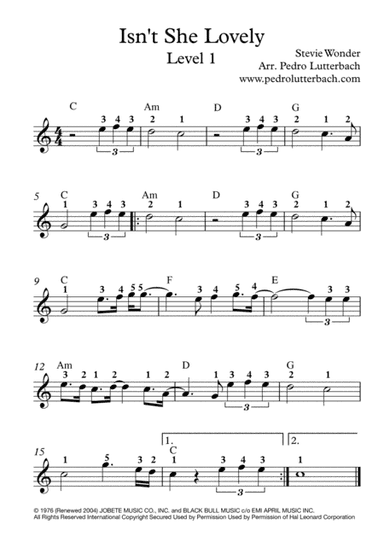Isn't She Lovely (arr. Pedro Lutterbach)
