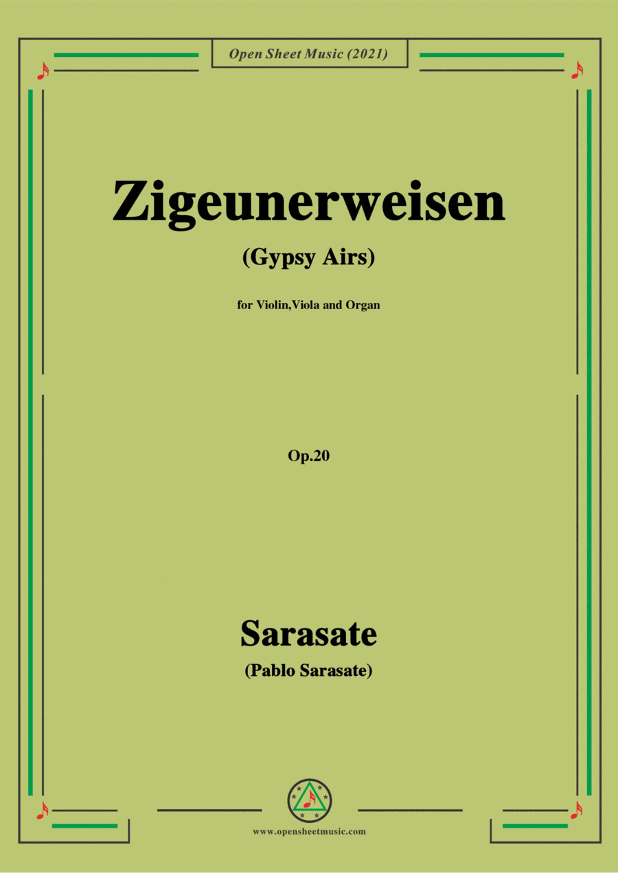 Sarasate-Zigeunerweisen(Gypsy Airs),Op.20,for Violin,Viola and Organ (arr. Open Cloud)