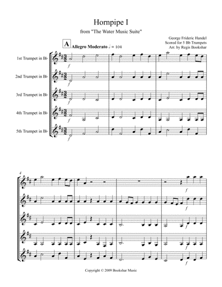 Hornpipe I (from "Water Music") (Trumpet Quintet) (arr. Regis Bookshar)