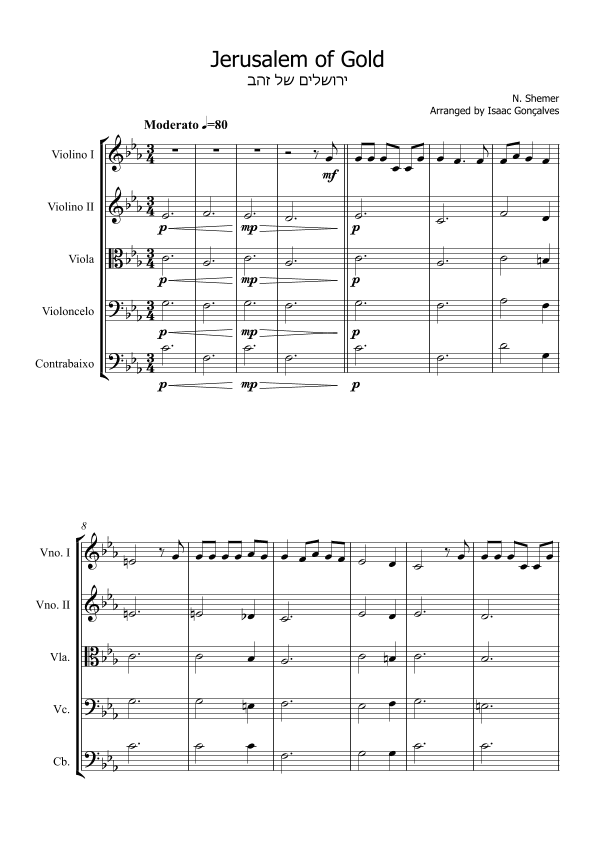 Jerusalem of Gold - ירושלים של זהב (arr. Isaac Gonçalves)