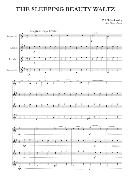 The Sleeping Beauty Waltz for Saxophone Quartet (arr. Diego Marani)
