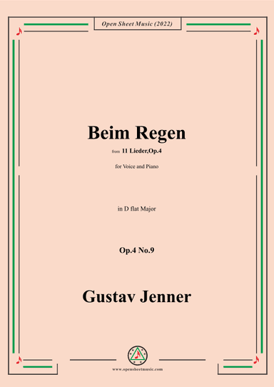 Jenner-Beim Regen,in D flat Major,Op.4 No.9 (arr. OSM Press)