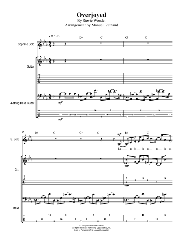 Overjoyed (arr. Manuel Guinand)