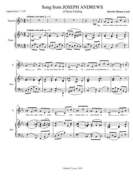 SONG from Joseph Andrews of Henry Fielding