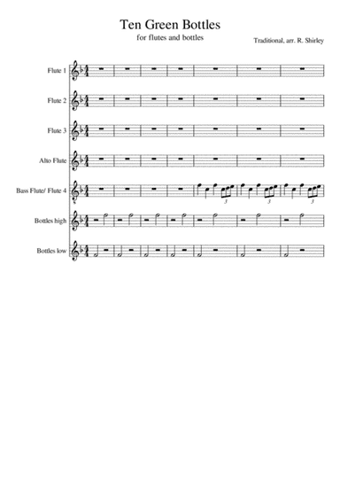Ten Green Bottles - for flute choir and bottles (arr. Rachel Shirley)