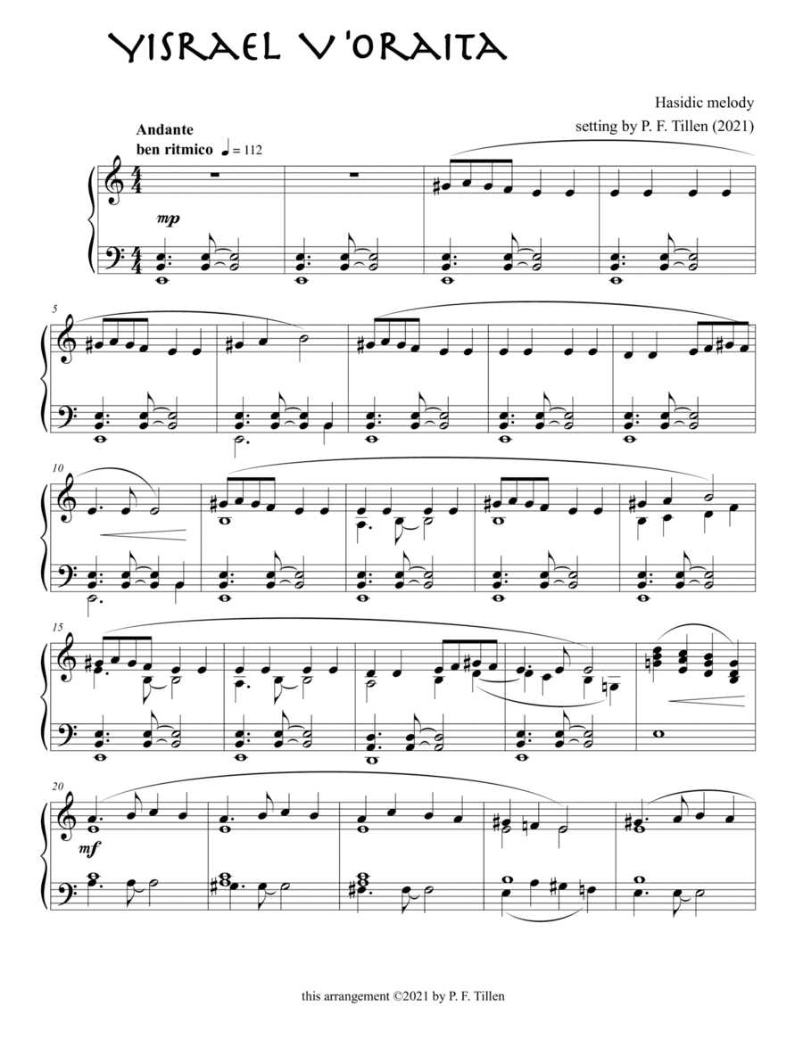 Yisrael V'Oraita (arr. setting by P. F. Tillen)