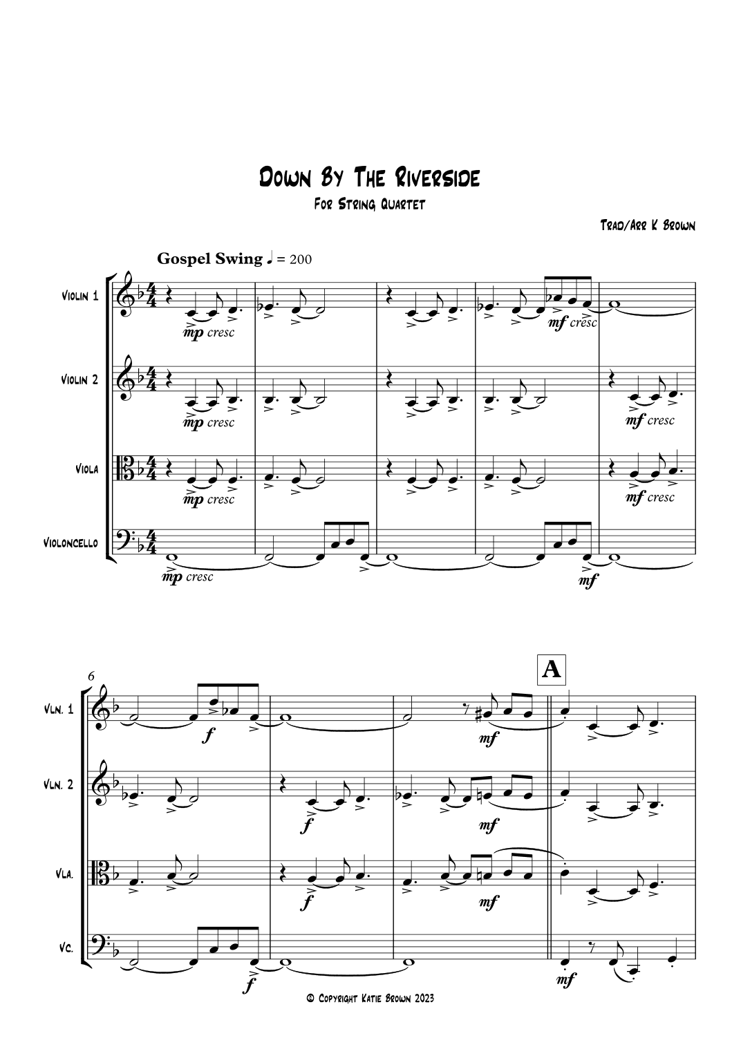 Down By The Riverside - String Quartet (arr. Katie Brown)