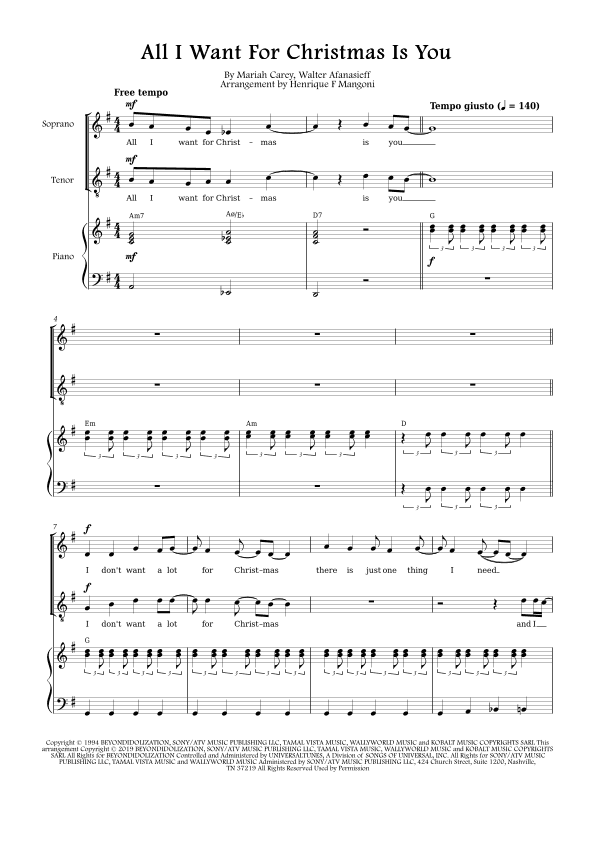All I Want For Christmas Is You (arr. Henrique F Mangoni)