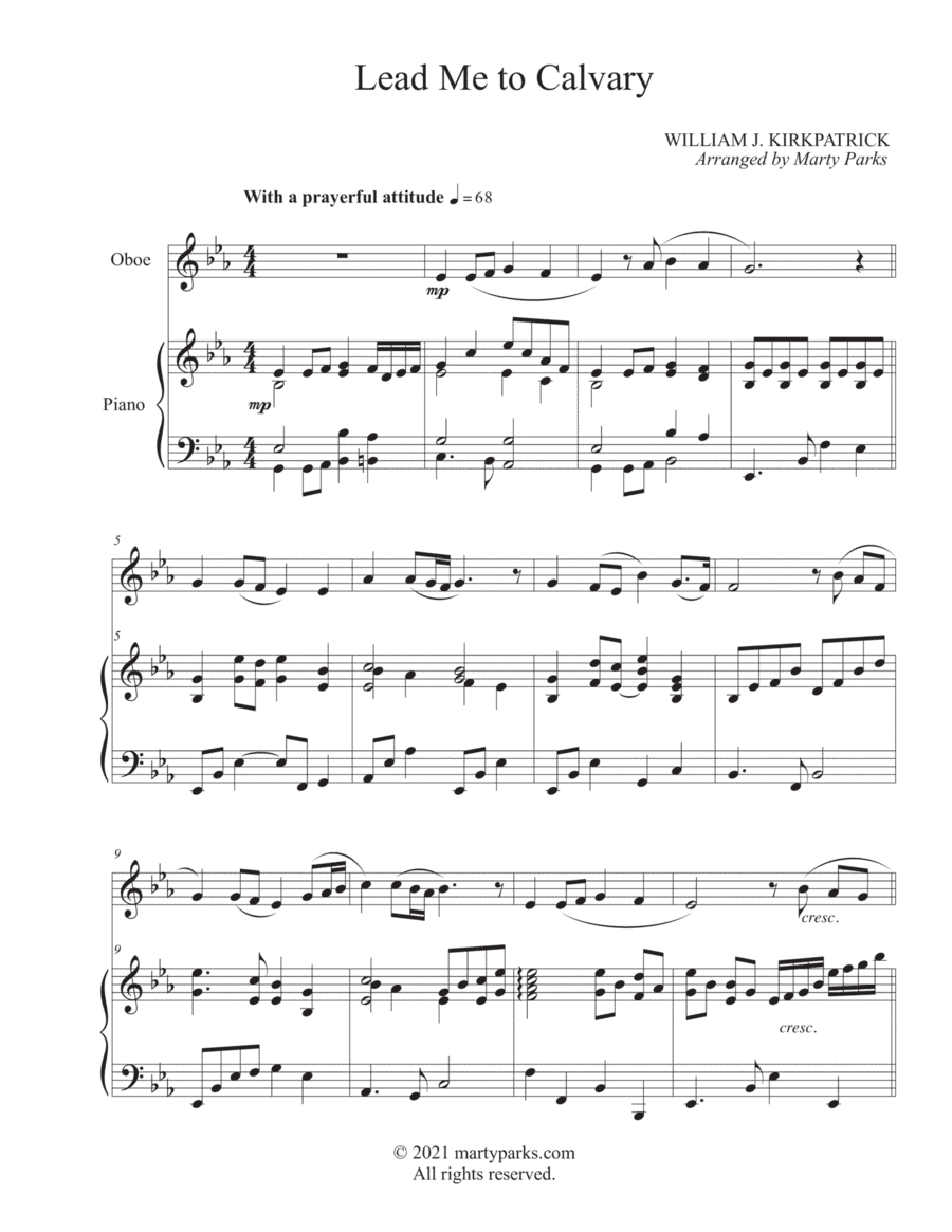 Lead Me to Calvary (Oboe-Piano) (arr. Marty Parks)