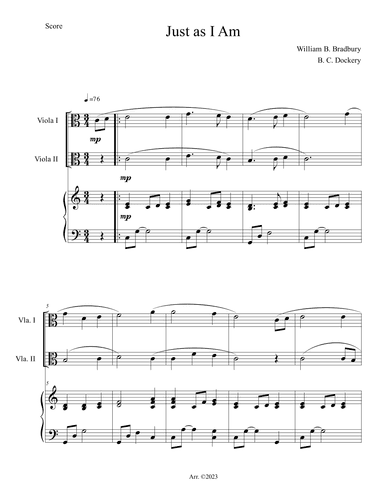 Just As I Am (Viola Duet with Piano Accompaniment) (arr. B. C. Dockery)