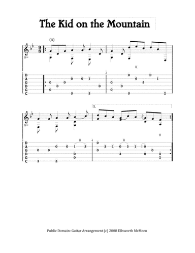 Kid on the Mountain Jig (For Fingerstyle Guitar Tuned CGDGAD) (arr. Ellsworth McMeen)