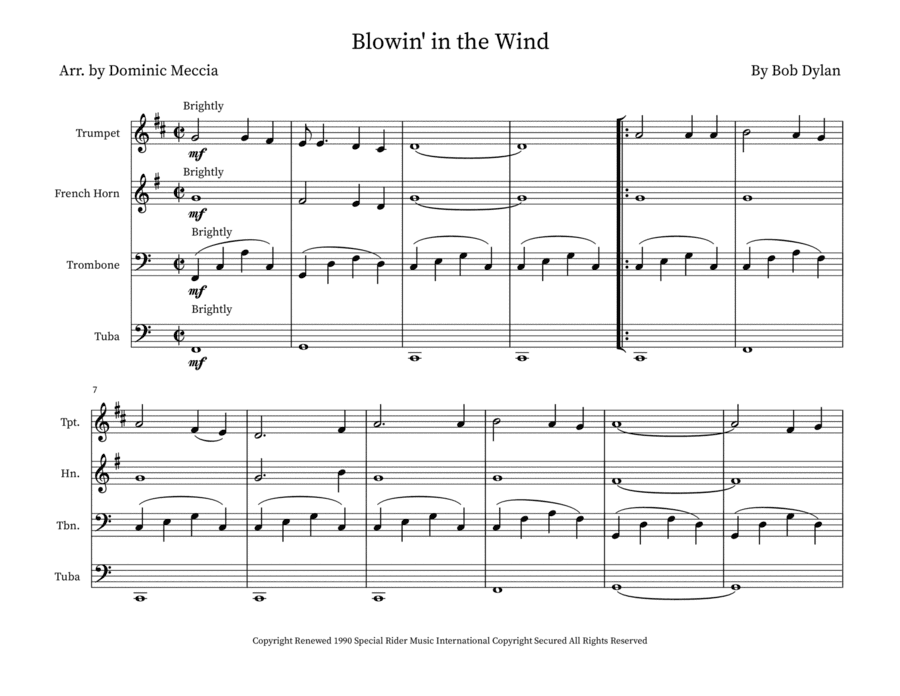 Blowin' In The Wind (arr. Dominic Meccia)