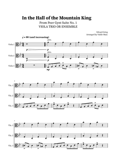 In The Hall Of The Mountain King - Viola Trio (arr. Valdir Maia)
