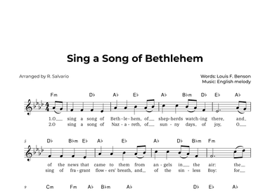 Sing a Song of Bethlehem (Key of F Minor) (arr. R. Salvario)