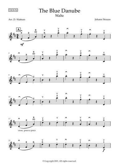 The Blue Danube for violin (arr. Douglas Wattson)