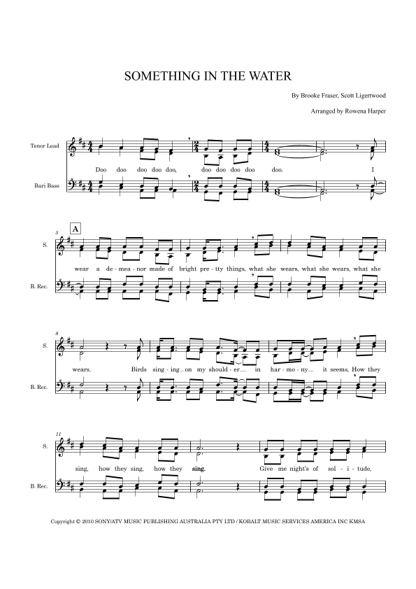 Something In The Water (arr. Rowena Harper)