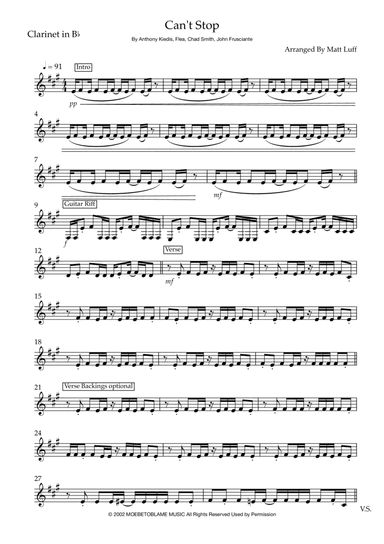 Can't Stop (arr. Matt Luff)