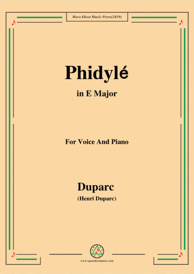 Duparc-Phidylé in E Major,for Voice and Piano (arr. MSM)
