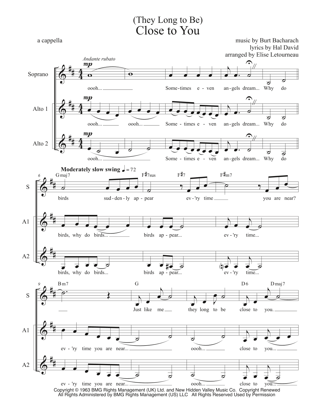 (they Long To Be) Close To You (arr. Elise Letourneau)