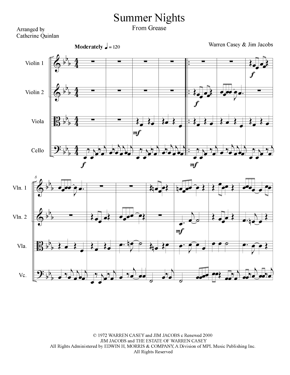 Summer Nights (arr. Catherine Quinlan)