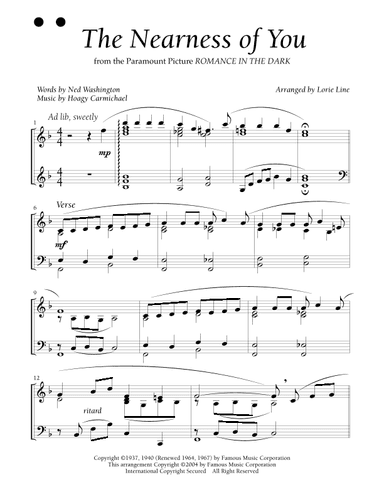 The Nearness Of You (arr. Lorie Line)