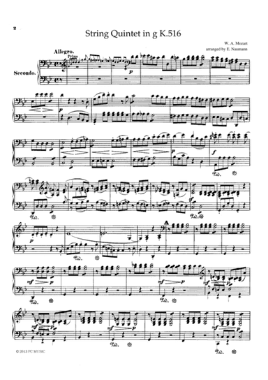 Mozart String Quintet in g K.516, for piano duet(1 piano, 4 hands), PM804 (arr. E. Naumann)