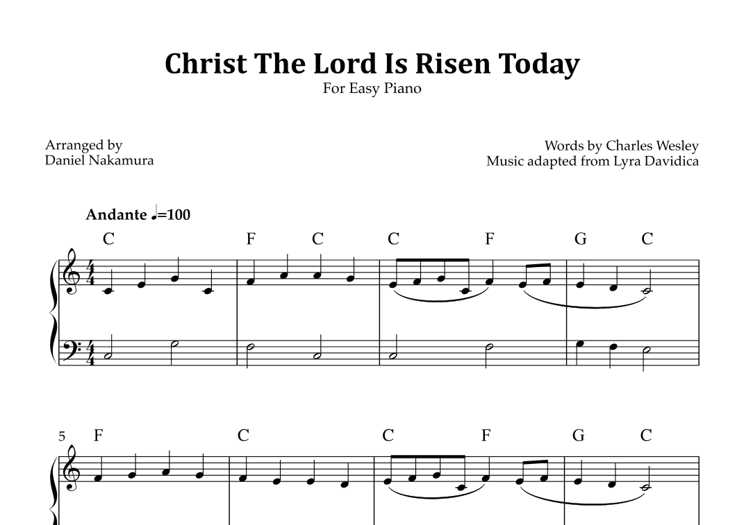 Christ The Lord Is Risen Today (Easy Piano) (arr. Daniel Nakamura)