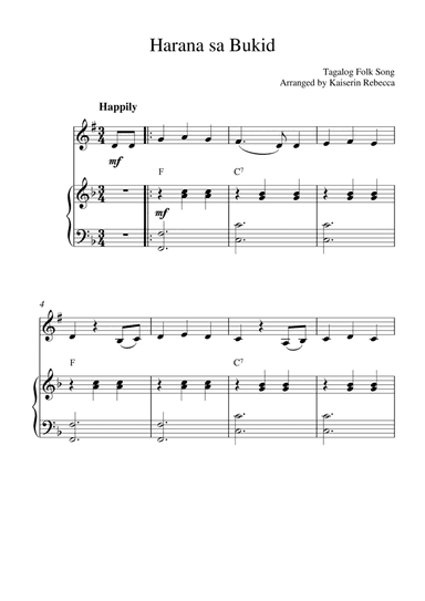 Harana sa Bukid (for trumpet in B flat solo and piano accompaniment) (arr. Kaiserin Rebecca)