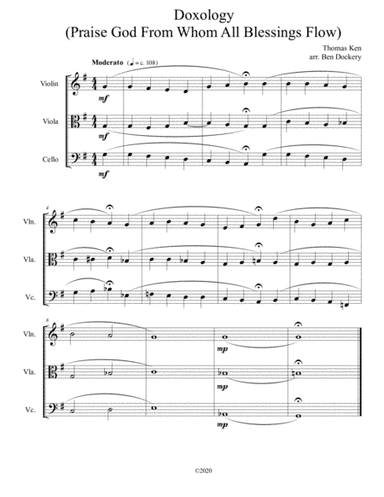 Doxology (Jazz Harmonization) for String Trio - (Praise God From Whom All Blessings Flow) (arr. Ben Dockery)