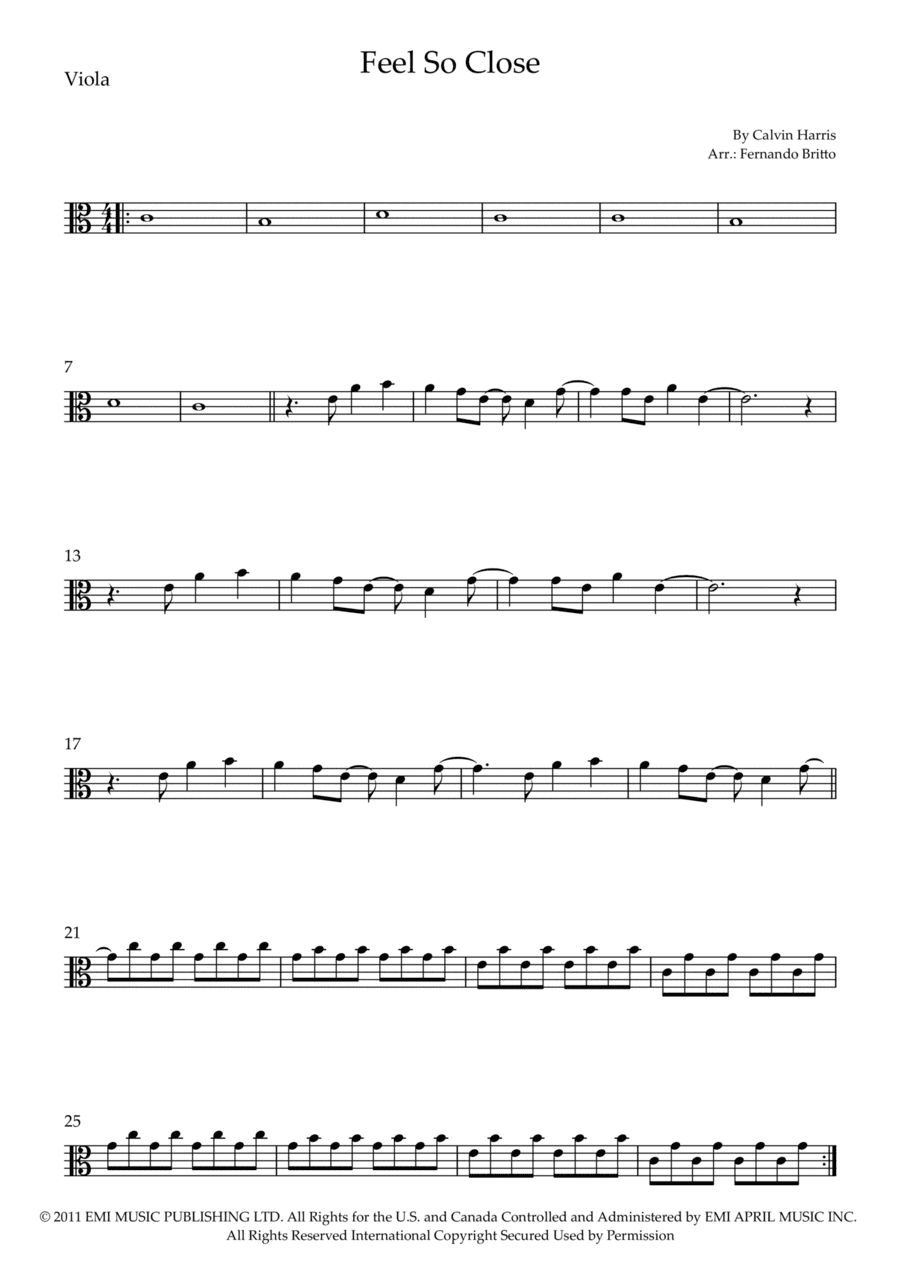 Feel So Close (arr. Fernando Britto)