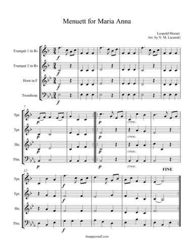 Menuett for Maria Anna (arr. Nick Lacanski)