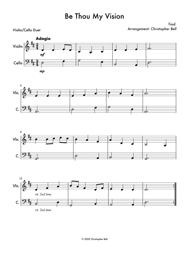 Be Thou My Vision - Violin/Cello Duet (arr. Christopher Bell)