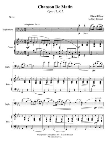 Chanson De Matin (Opus 15, N. 2) (arr. Gary Bricault)