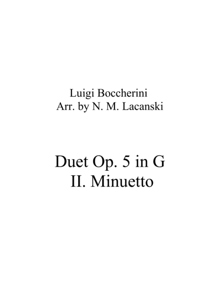 Duet Op. 5 in G II. Minuetto (arr. Nick Lacanski)