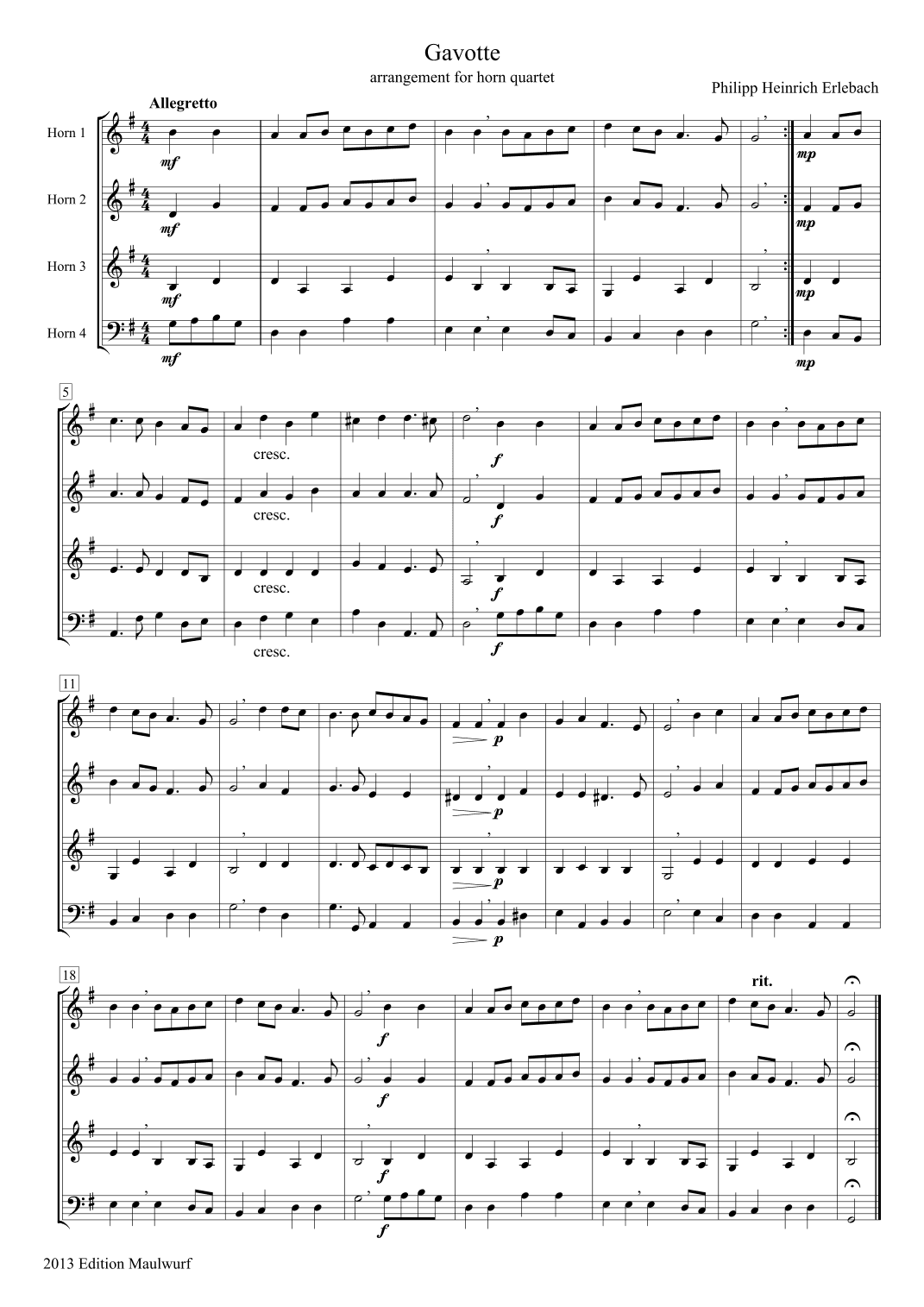 Gavotte (arr. Edition Maulwurf)