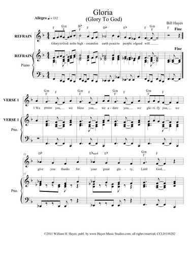 Gloria - (Mass of the Holy Spirit) piano/vocal