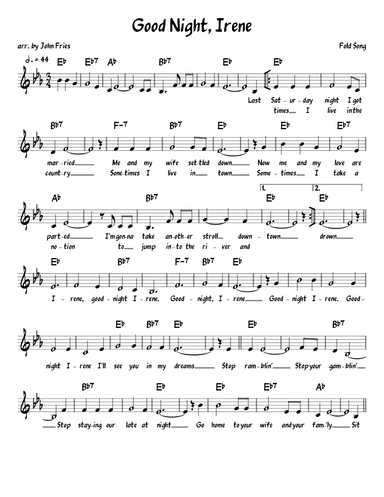 Good Night Irene (arr. John Fries)