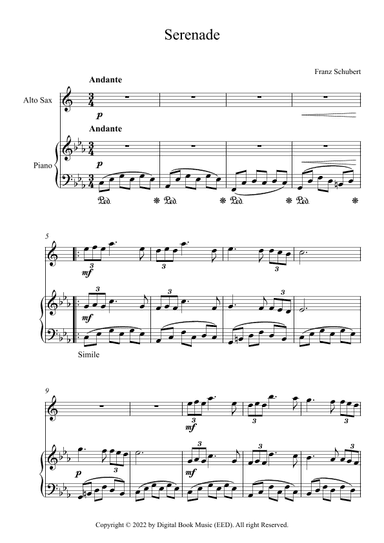 Serenade - Franz Schubert (Alto Sax + Piano) (arr. Digital Book Music)