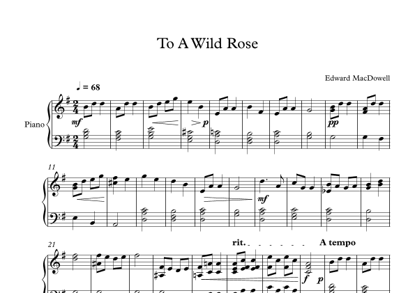 To A Wild Rose - Edward MacDowell (Piano) (arr. Digital Book Music)
