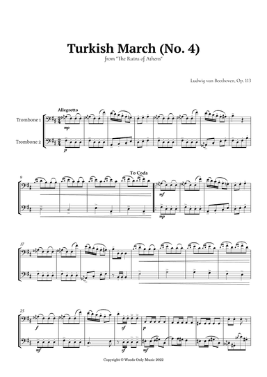 Turkish March by Beethoven for Trombone Duet (arr. Ander)
