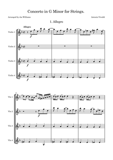 Concerto for Strings in G Minor RV 156 (arr. Joe Williams)