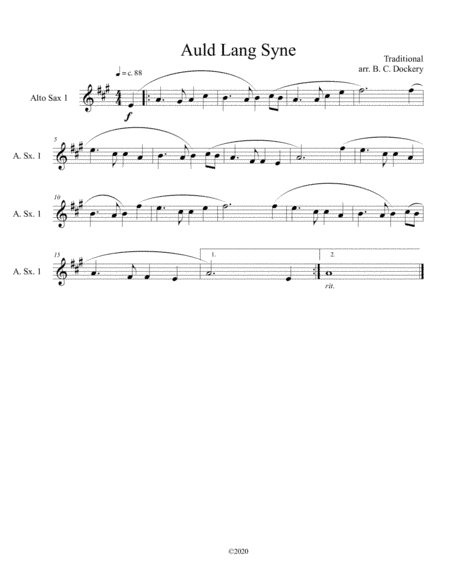 Auld Lang Syne (alto sax solo) (arr. B. C. Dockery)